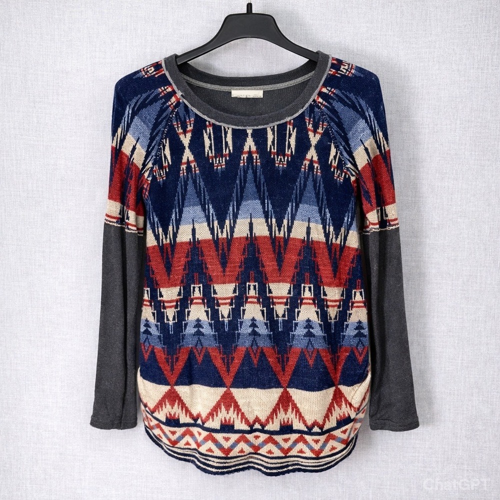 Denim & Supply Ralph Lauren Aztec Tribal‎ Knit Top S Boho Southwestern Pullover